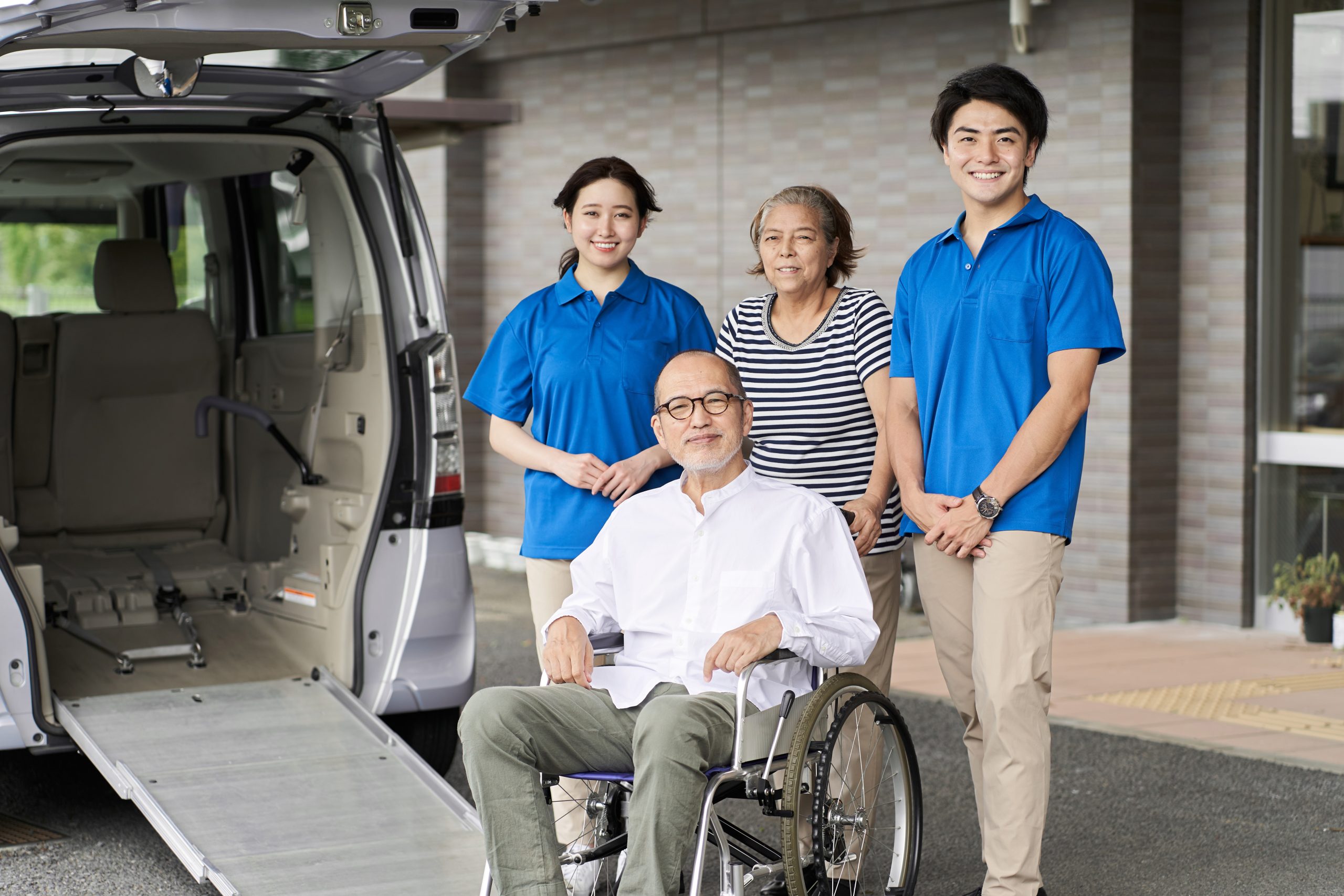 Wheelchair riding elderly